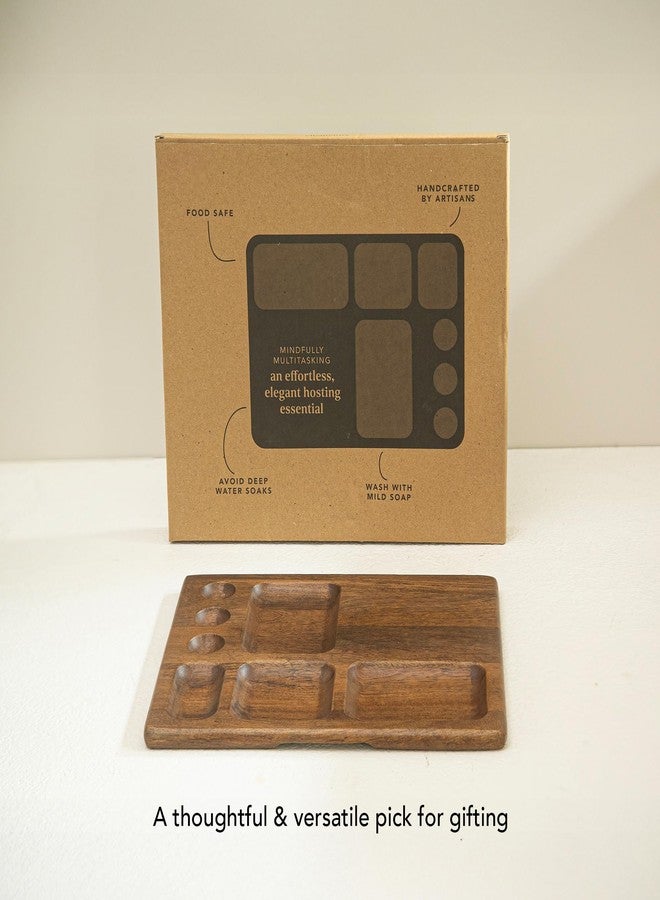 Ellementry Sous Chef Multi Utility Platter | Serving Platter with Wooden Board for Serving Sweets, Cookies, Dry Fruits, Snacks at Home | Chopping Cutting Board for Kitchen Vegetables, Fruits & Cheese - Image 4